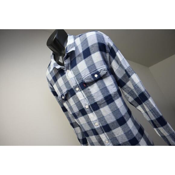 Levis Flannel Western Button Up Shirt Plaid Cotton Hemp Mens Size 2XL XXL - Picture 1 of 10